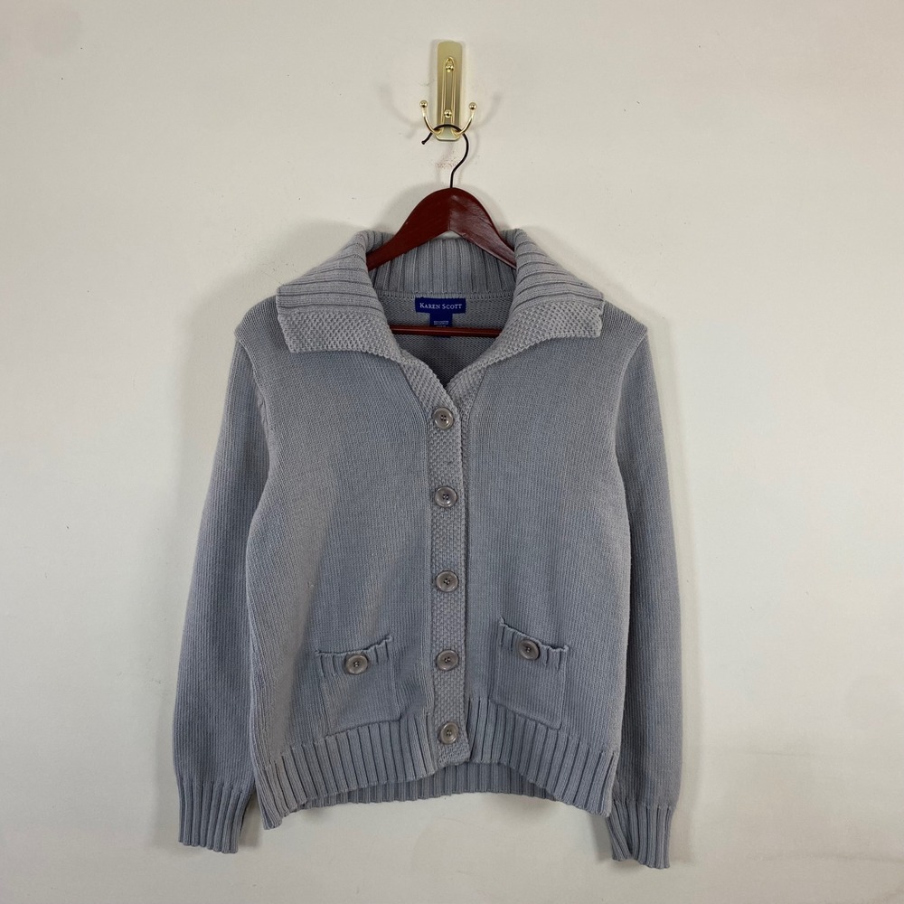 Vintage Y2K Karen Scott Cardigan Sweater Button Up Cape Collar Womens M Coquette